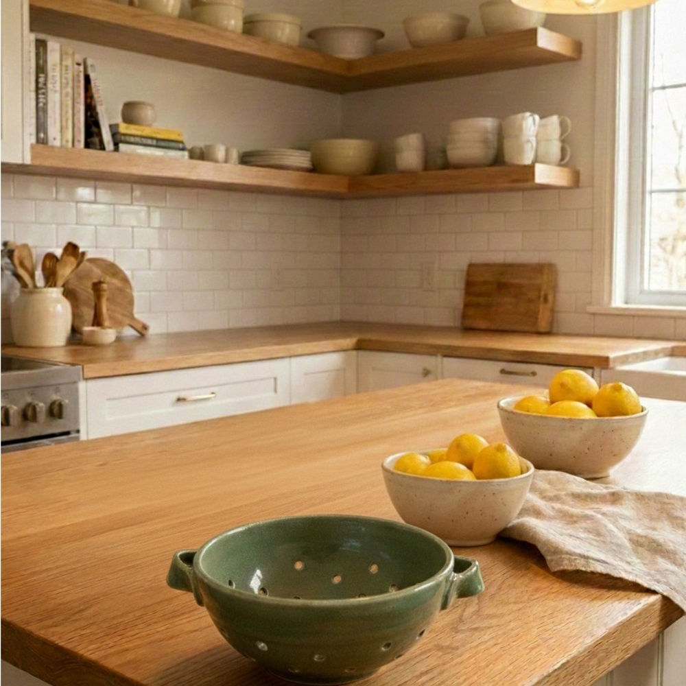 Elegant Green Ceramic Colander